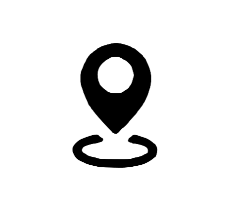 Map location icon with a pin inside a circle.