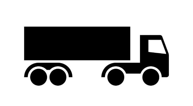Silhouette of a semi-truck or large cargo truck facing to the right.