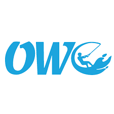 Logo with a stylized swimmer in a circle next to the letters 'OW' in blue.