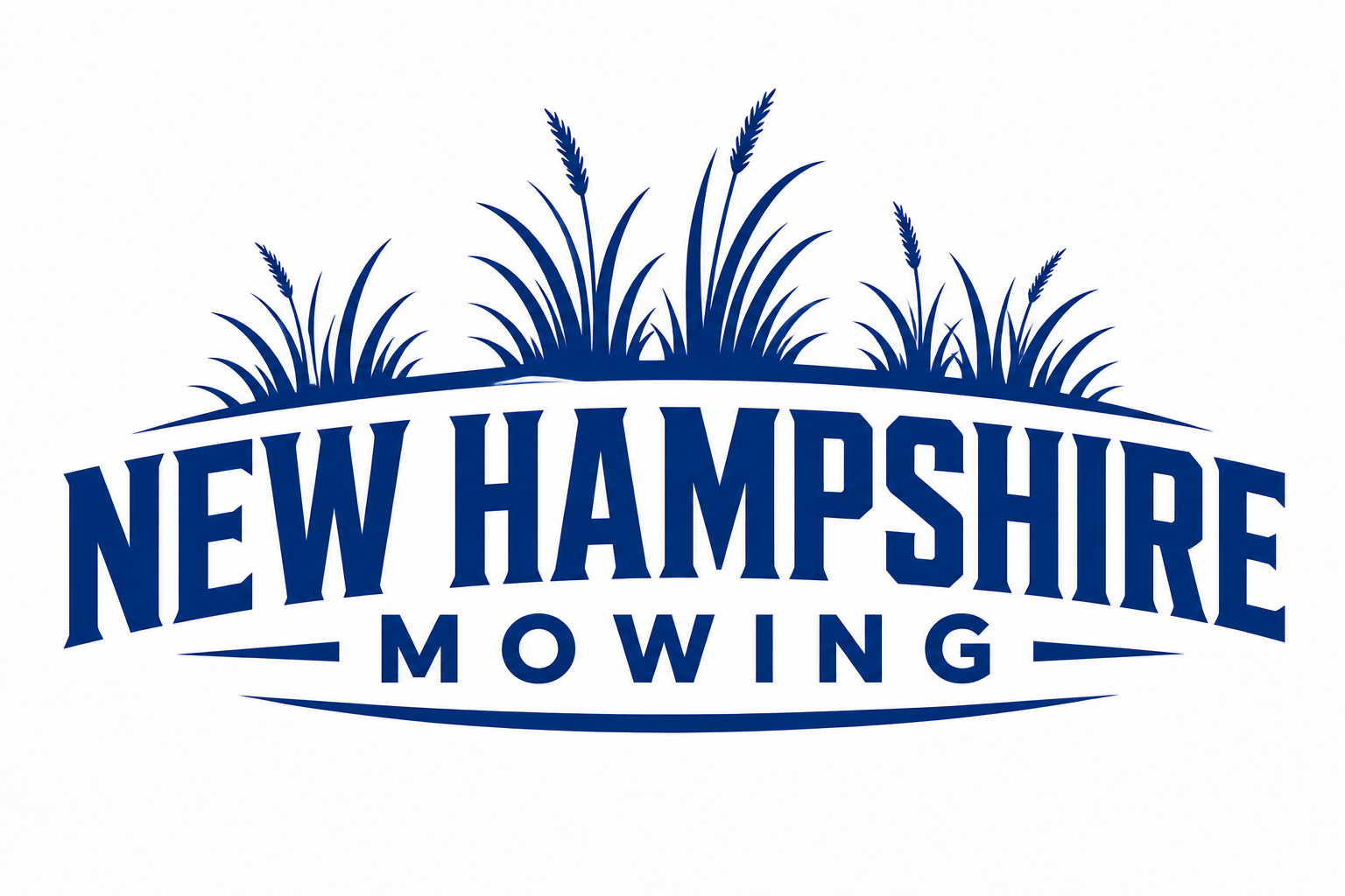 Logo for New Hampshire Mowing featuring stylized grass and wheat above the text.