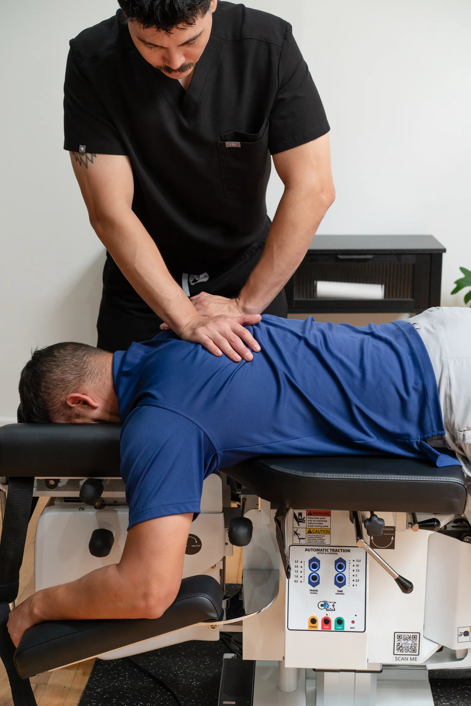 Cox flexion-distraction treatment in progress at NERV Chiropractic in Los Angeles