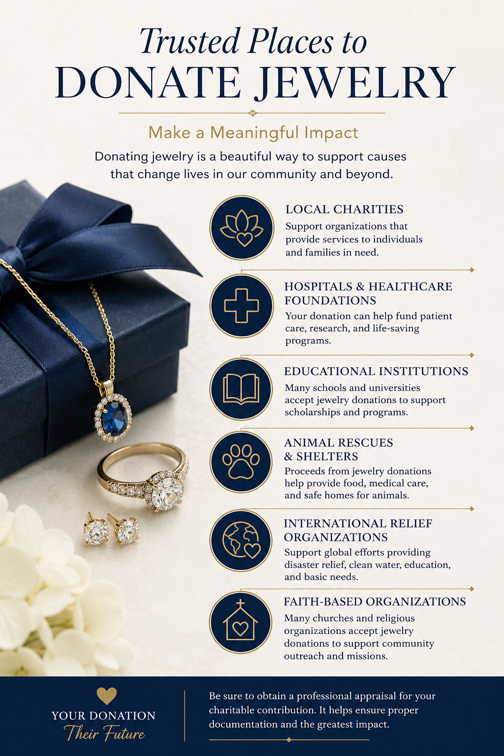 A list of jewelry donation locations available in Austin, TX