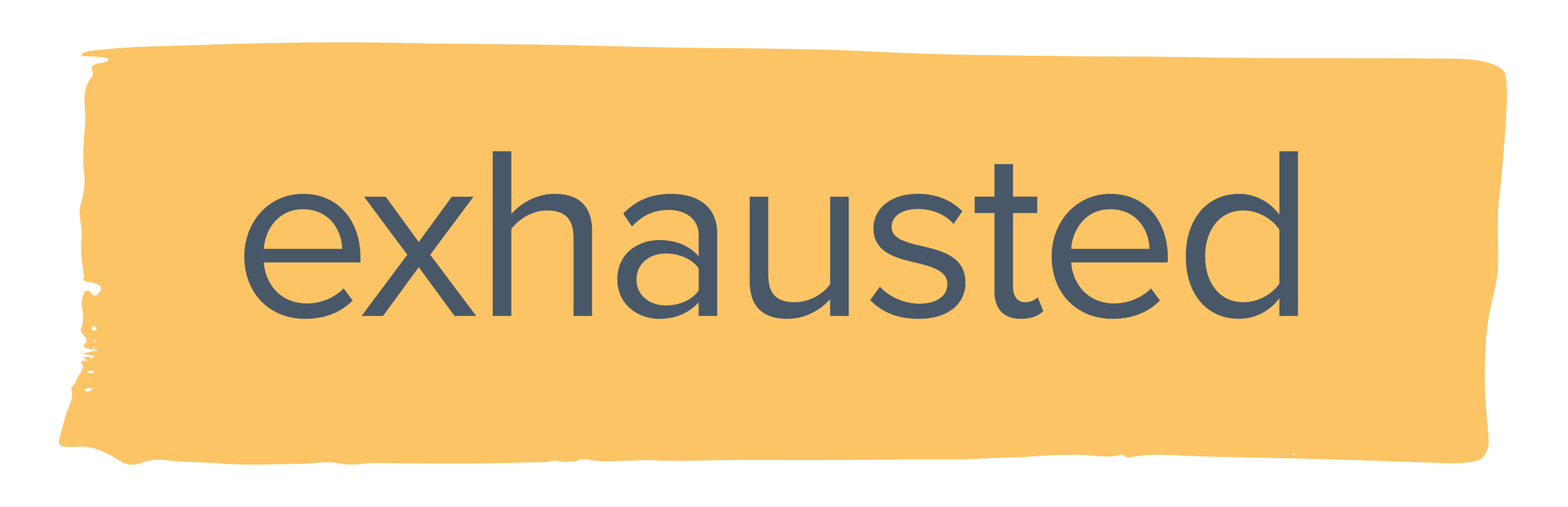 Yellow rectangular label with the word "exhausted" written in dark gray text.
