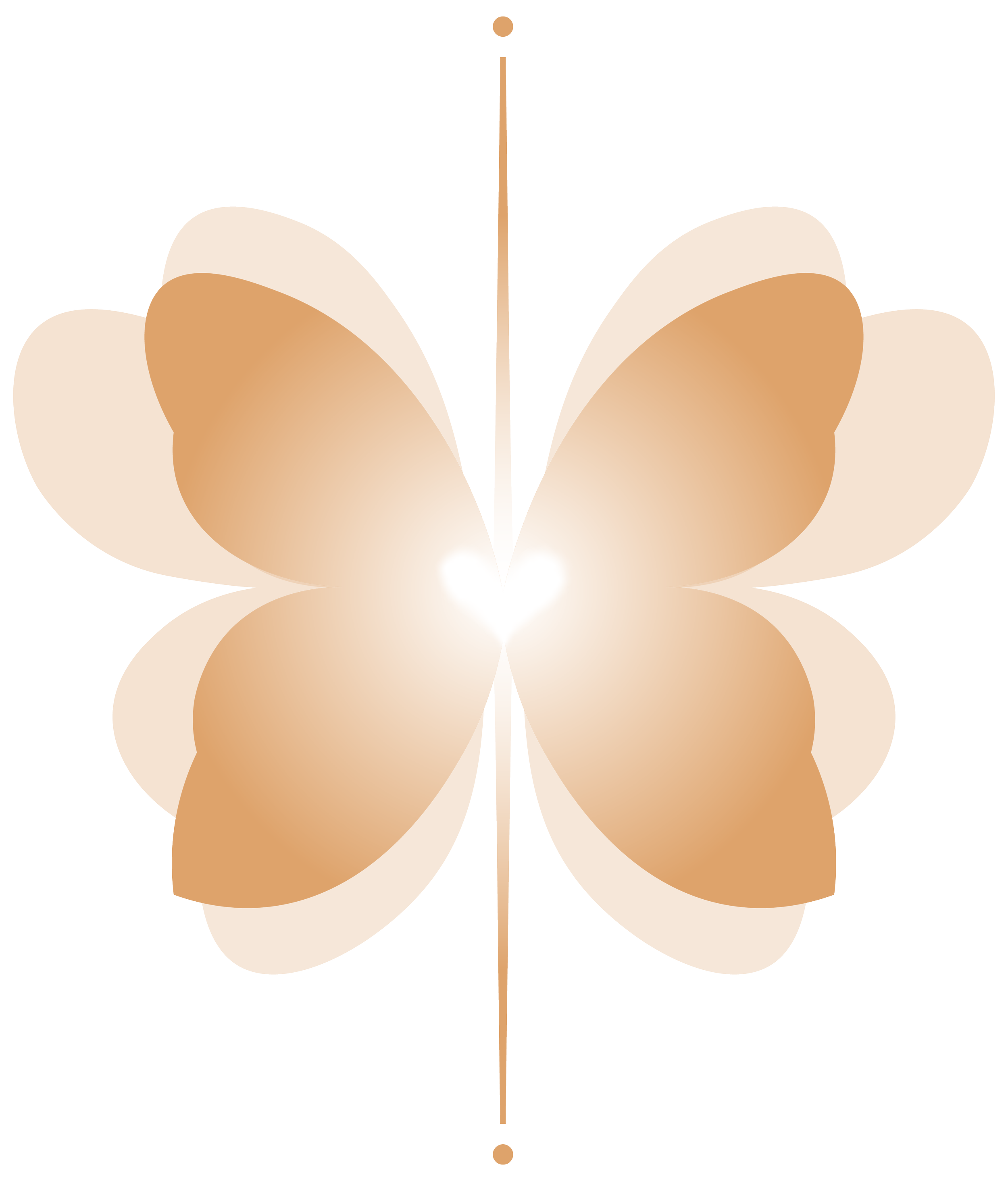 A symmetrical butterfly illustration with beige and light brown wings on a transparent background.