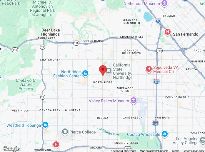 Google Map's pinned location in Northridge where the self-storage facility will be built.