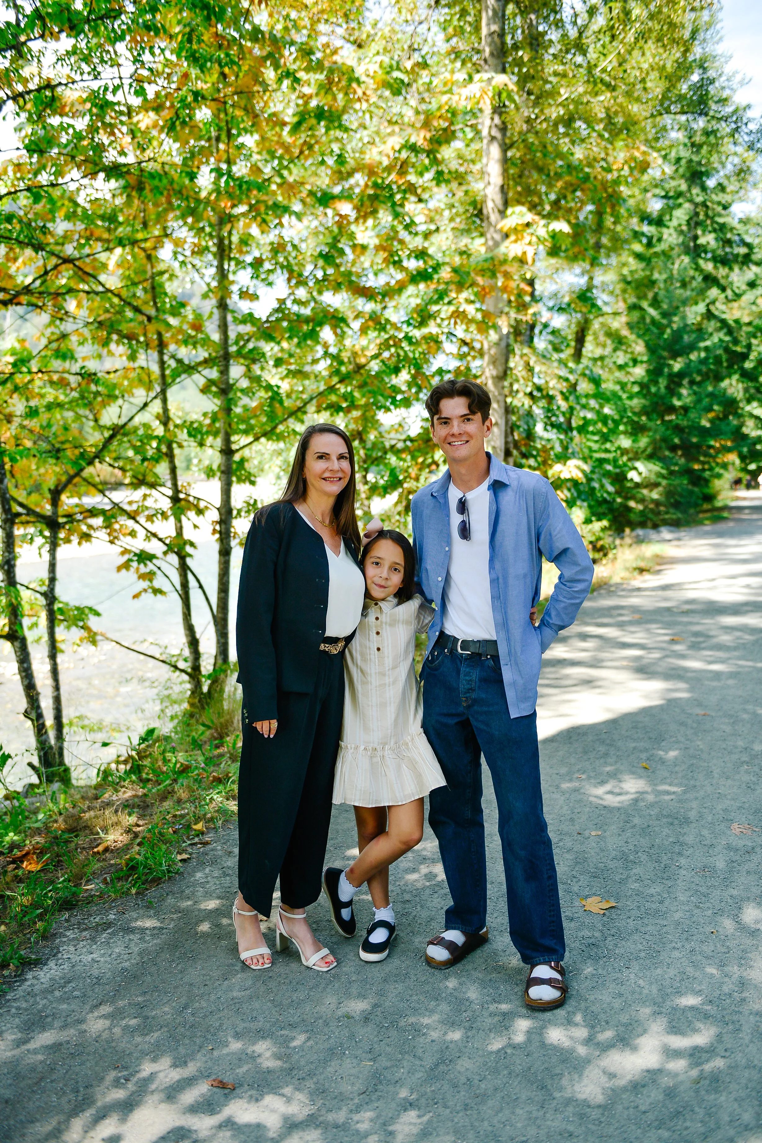 Danielle Beausoleil and her family on the Rotary Trail at the Vedder River