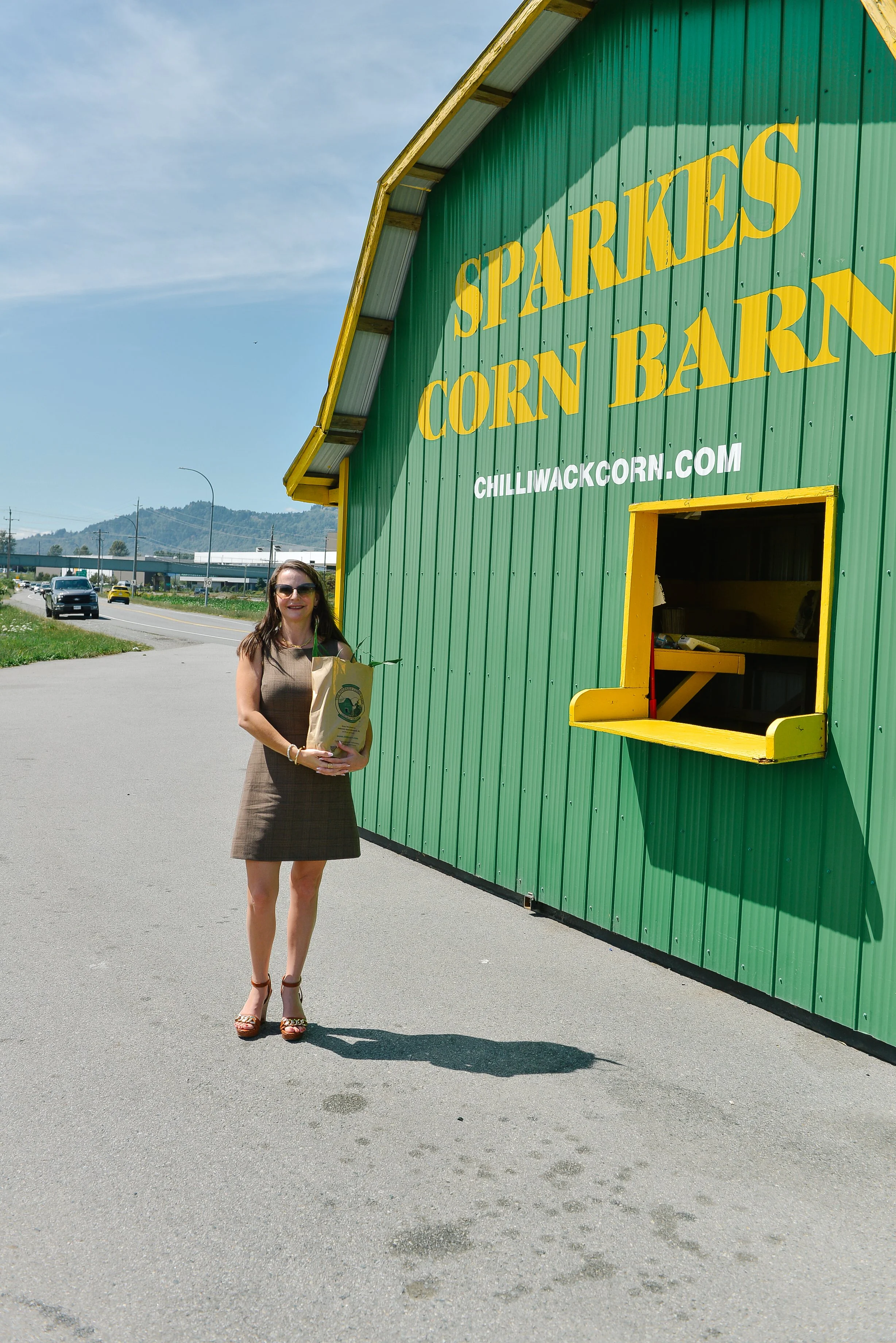 Danielle visiting a Sparke's Corn Barn in Chilliwack. Delicious local Chilliwack Corn!