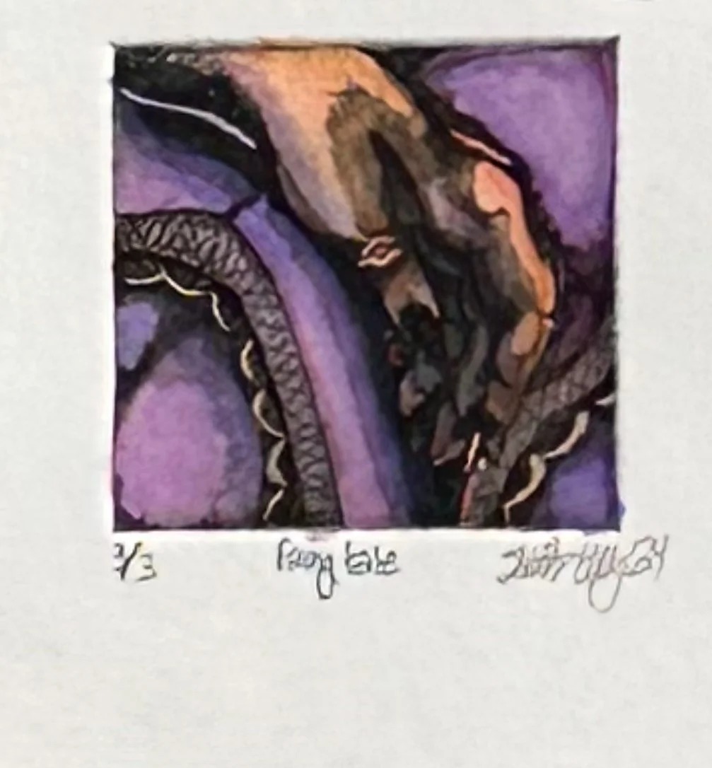 Hard Ground and Aquatint Etching, and Watercolor on Paper