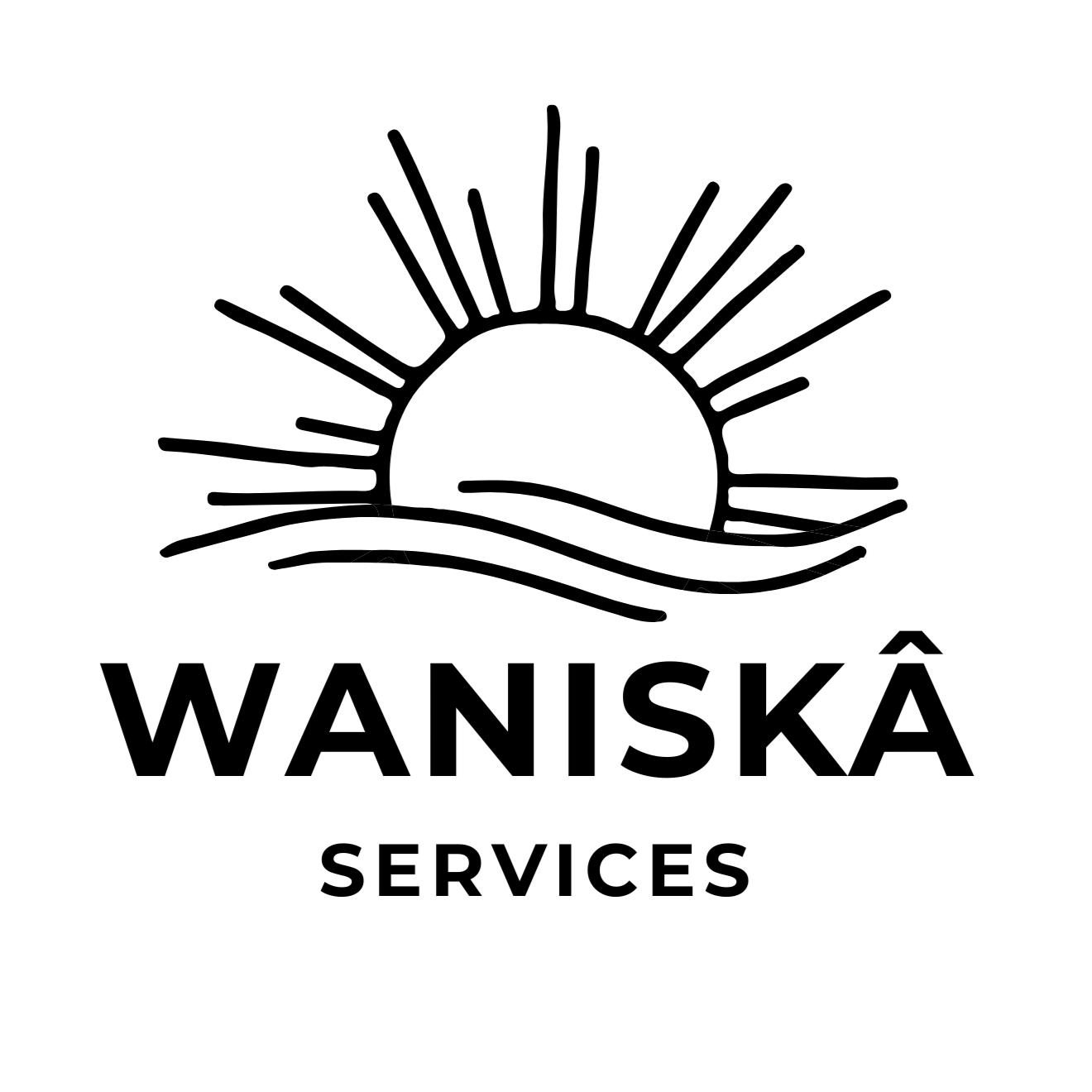 Waska Services logo with a stylized sun and water waves design.