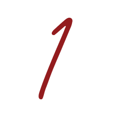 Number 1 written in a dark red cursive font.
