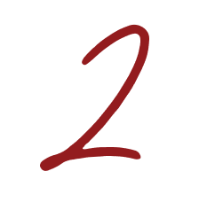 Number 2 written in a dark red cursive font.