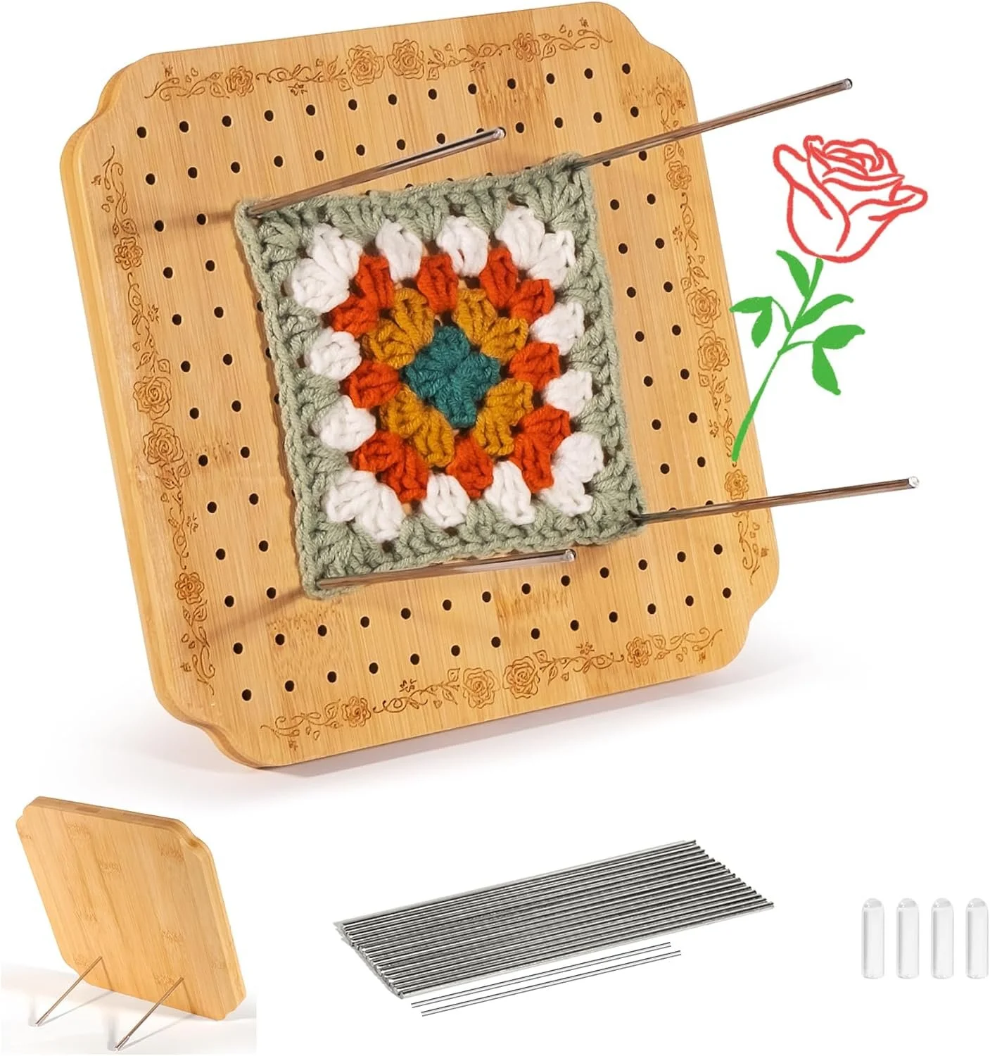 Granny Square Blocking Board with 20 Stainless Steel Pegs