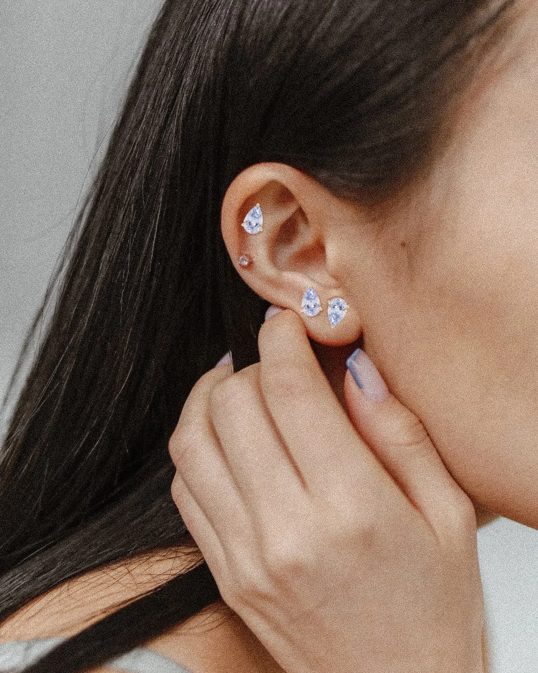 Yellow, blue and pink sapphire pear earrings in 14k gold