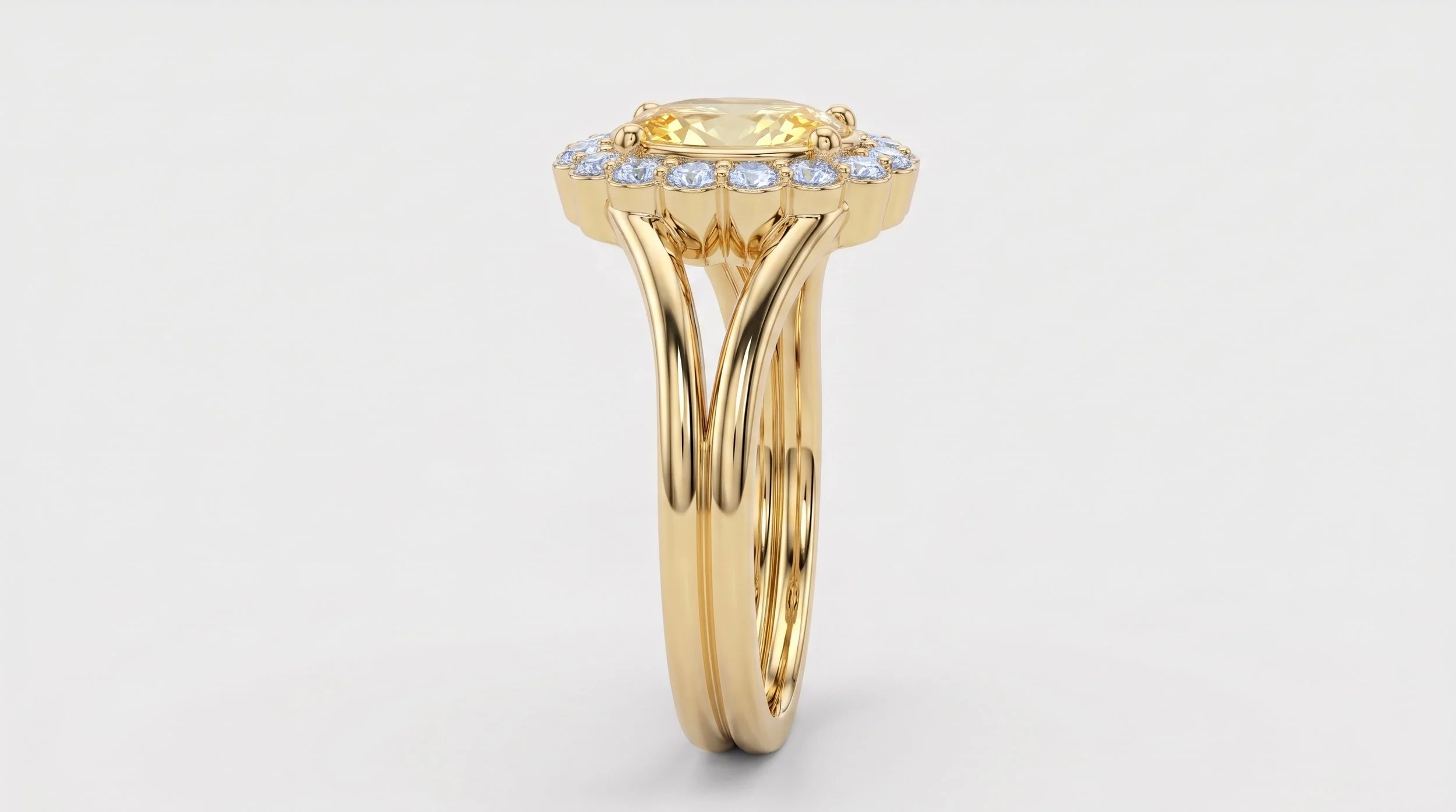 Signet ring in yellow & blue sapphire & 18k solid gold