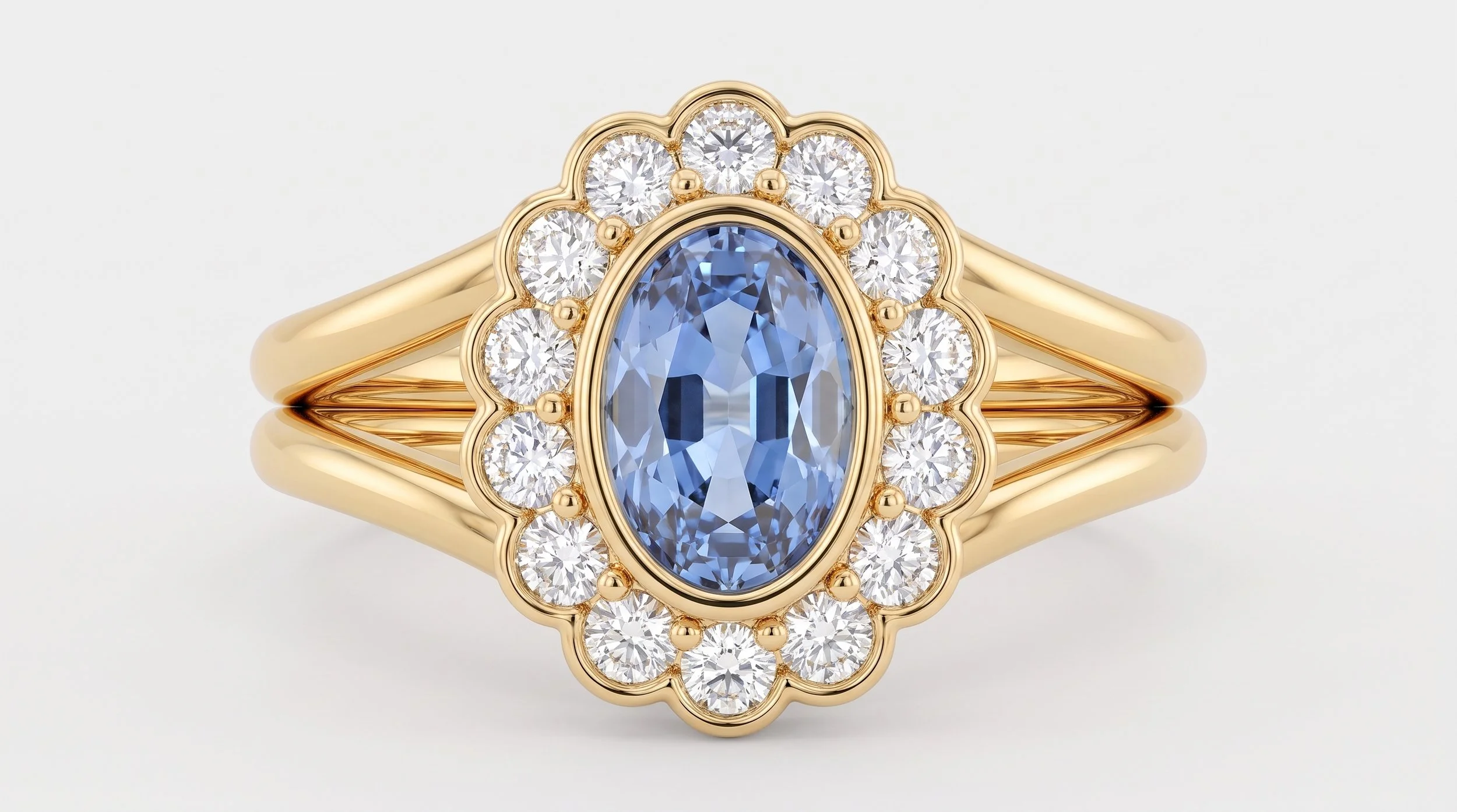 Signet ring in light blue sapphire & 18k solid gold
