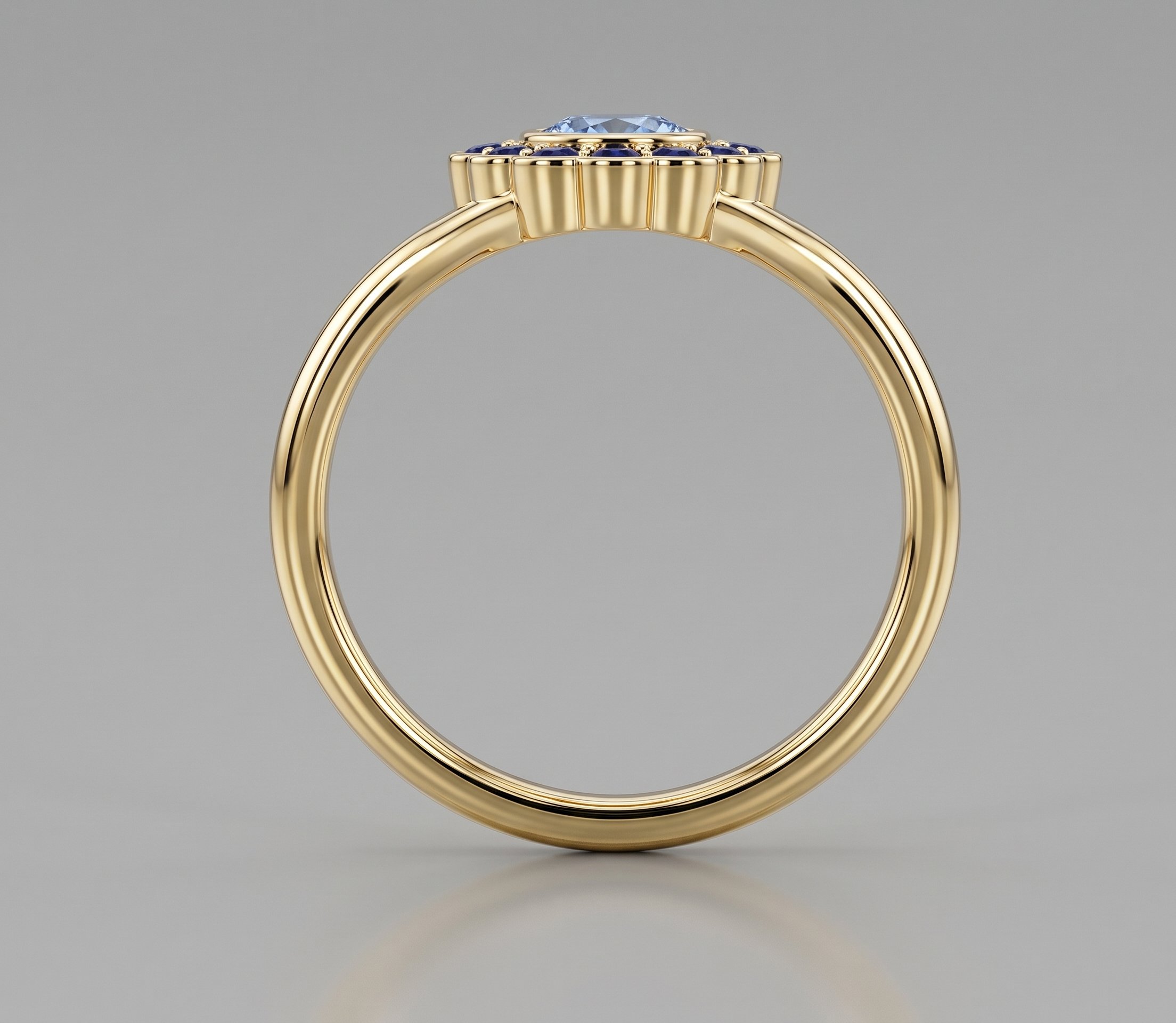 Signet ring in blue sapphire & 18k solid gold