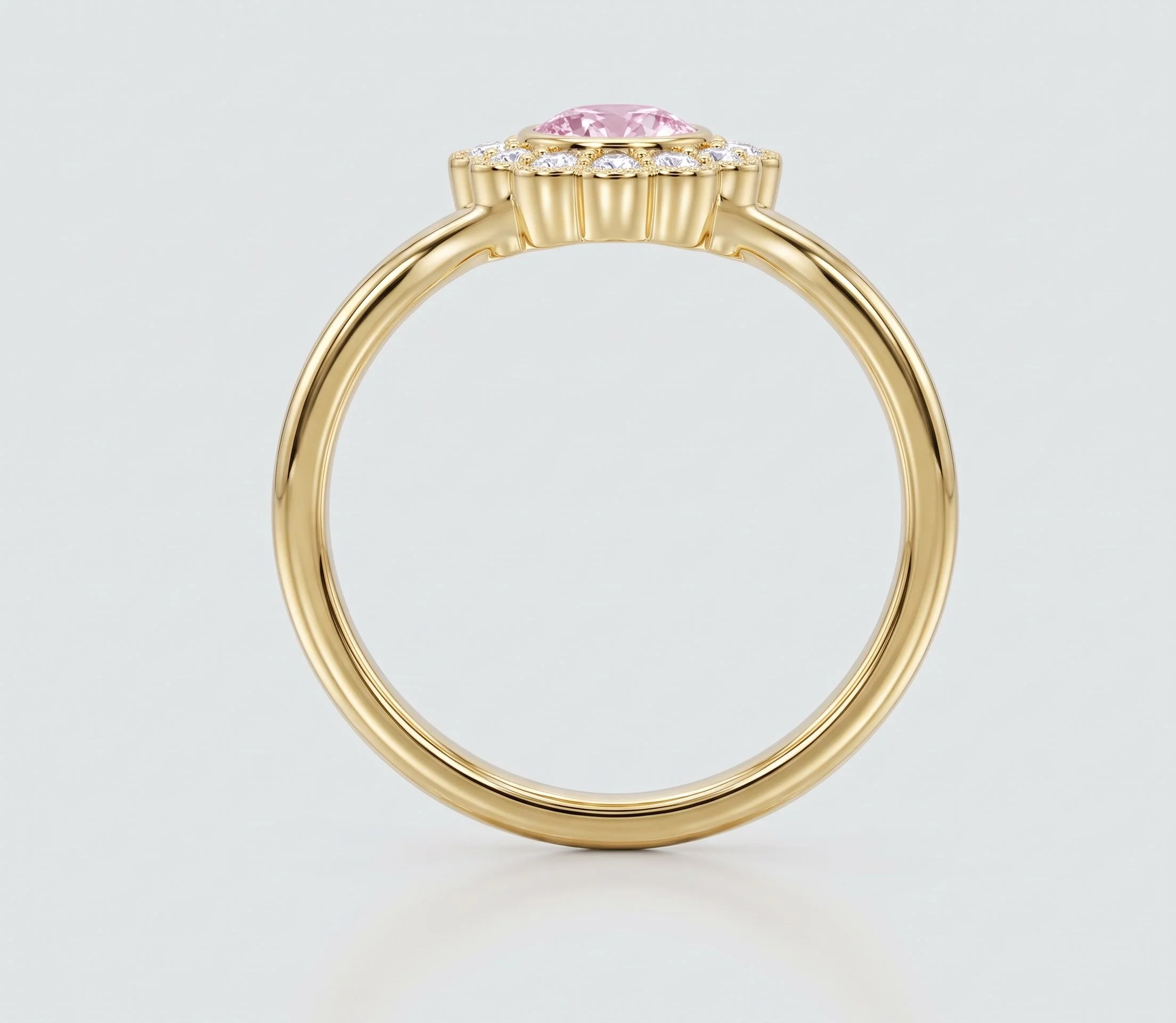 Signet ring in pink sapphire & 18k solid gold