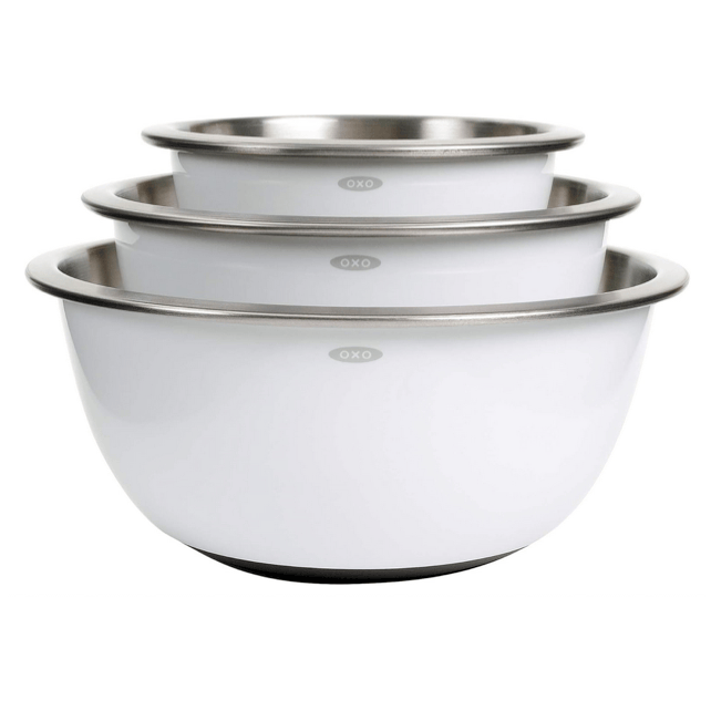 MIXING BOWL SET - enameled + stainless with no-slip bottoms