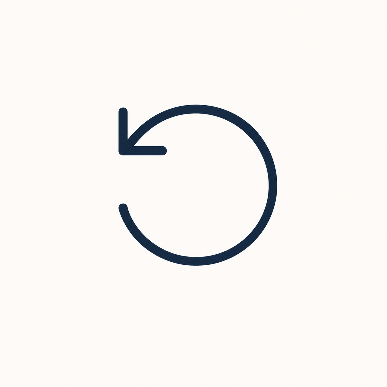 Circular arrow icon with a leftward arrowhead, indicating refresh or reload.