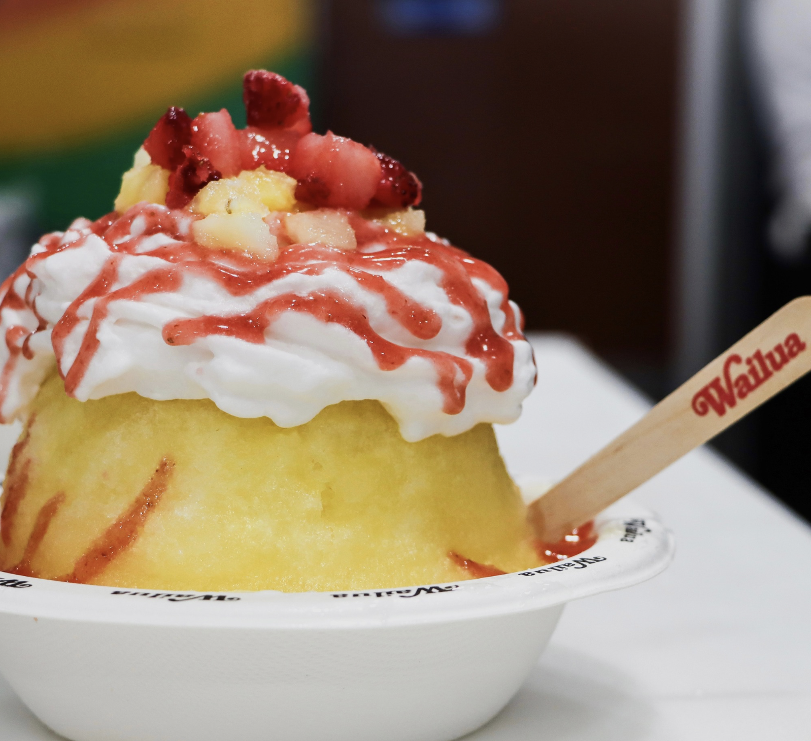 lava flow shave ice, with haupia foam