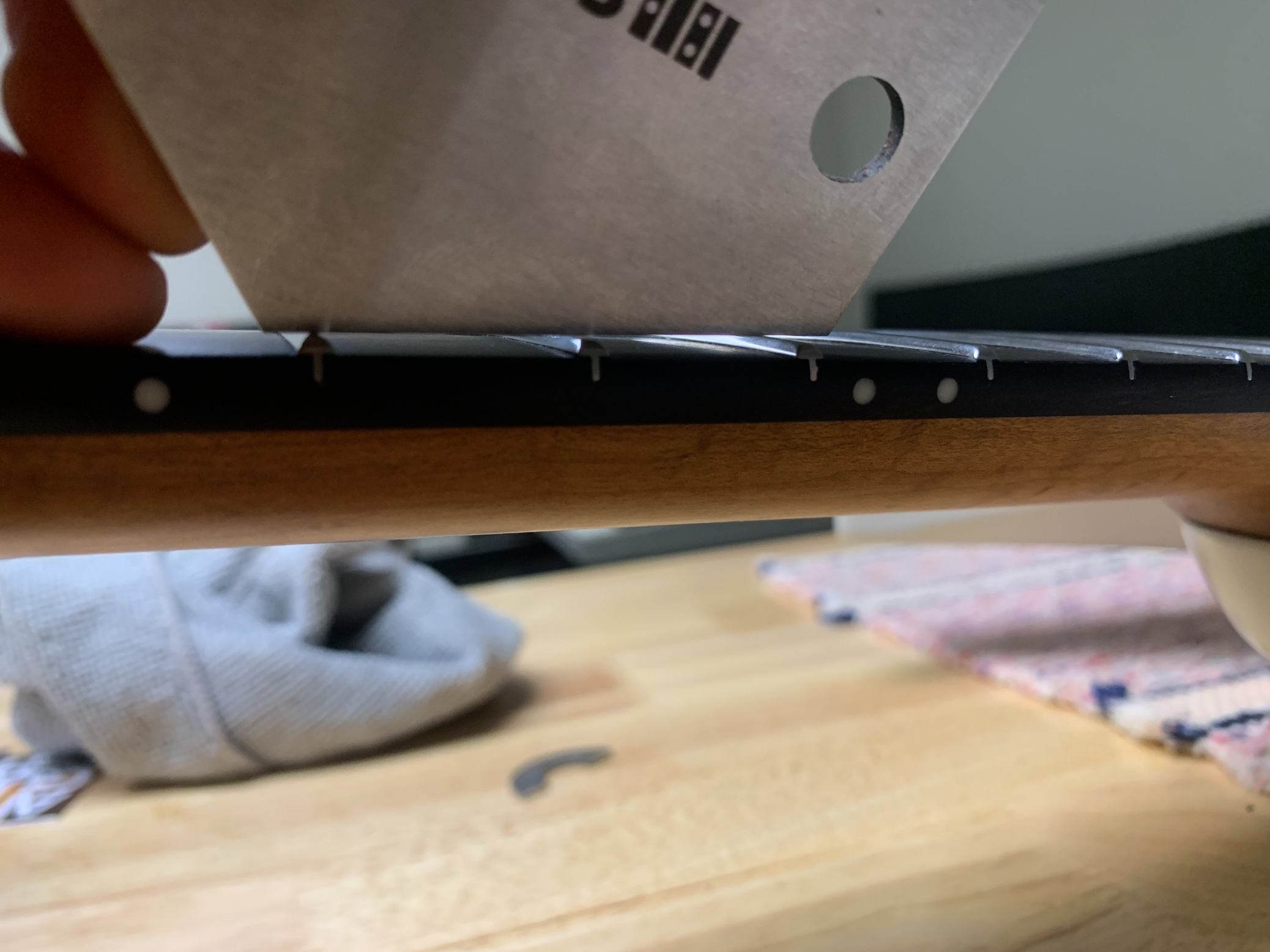 A high fret on a guitar.