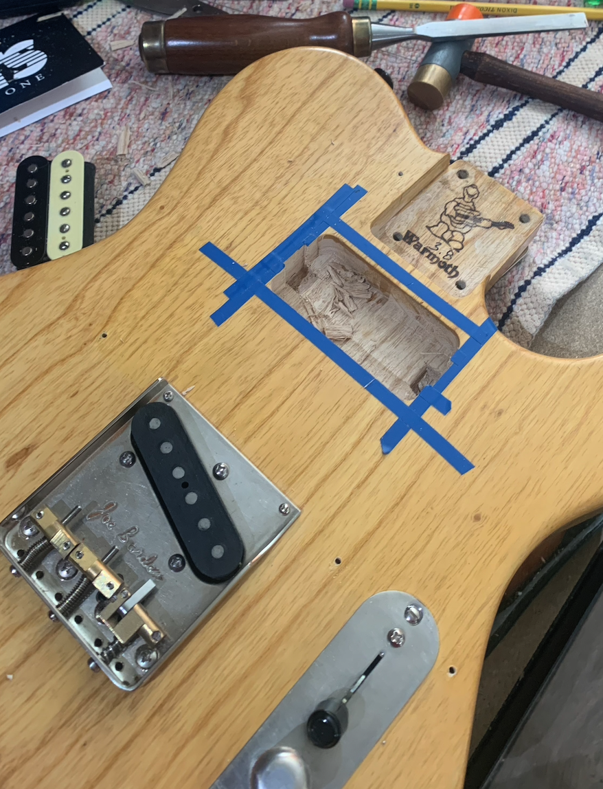 Routing for a humbucker in a T style body.