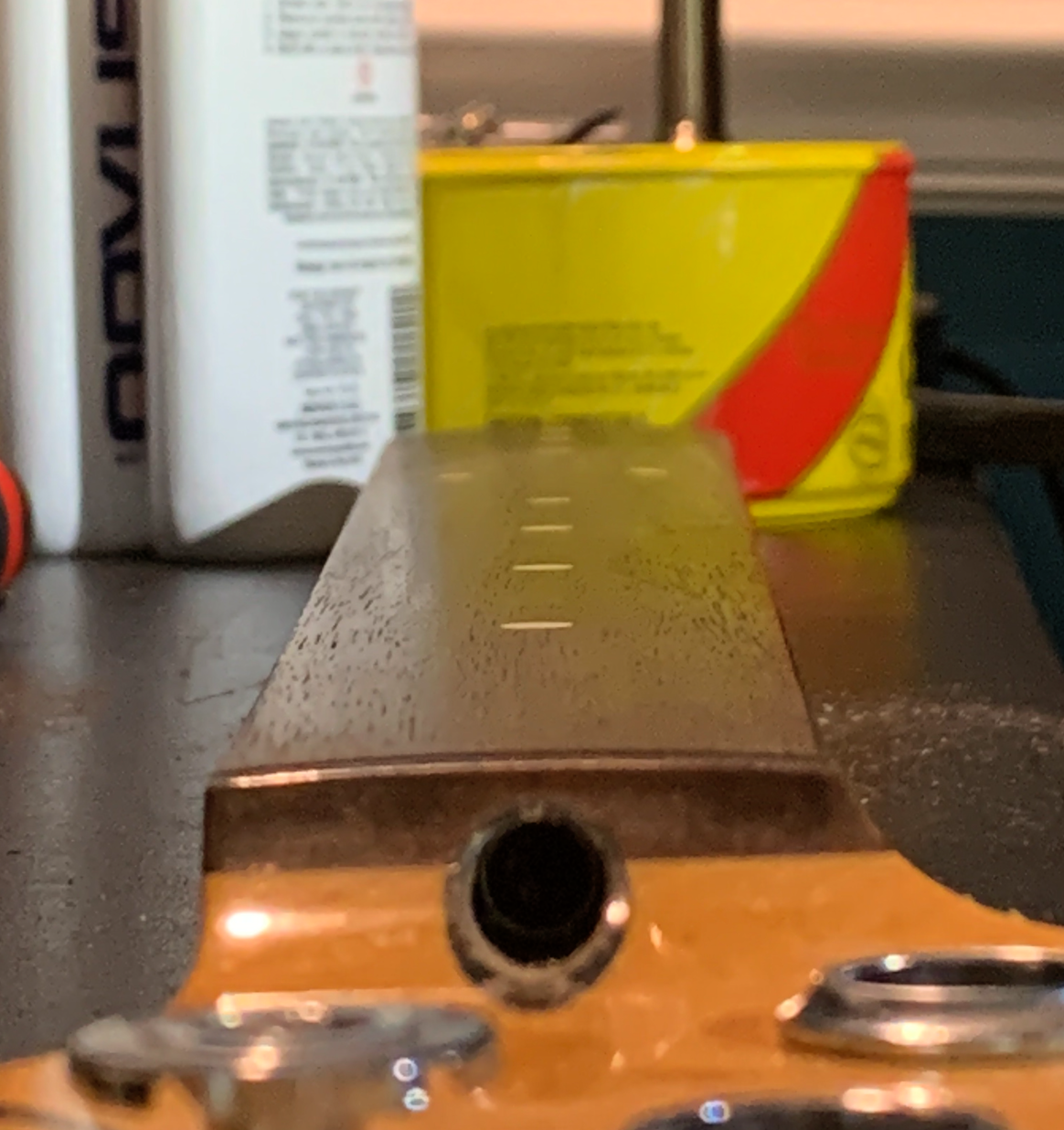 Bass neck made fretless.