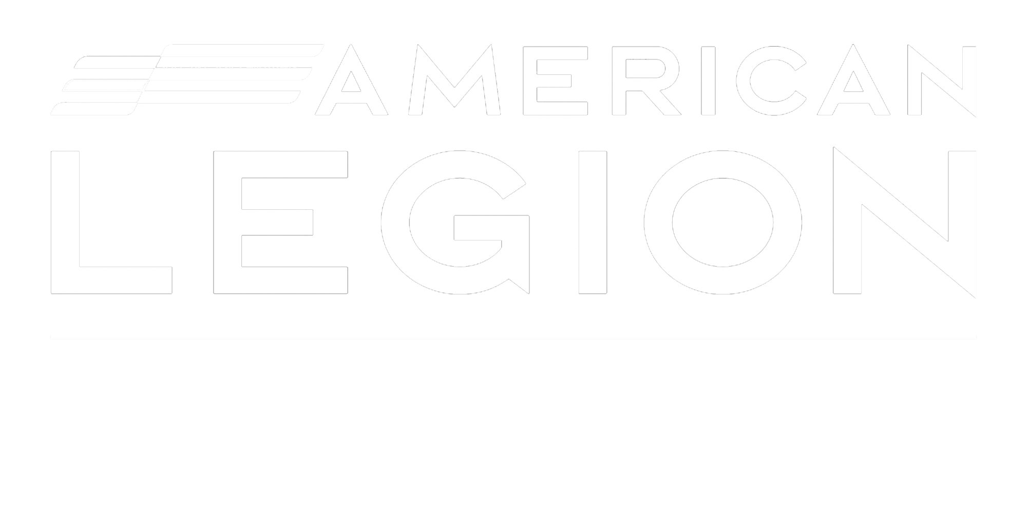 Logo of the American Legion, Department of Delaware, with stylized lines and text in white on a black background.