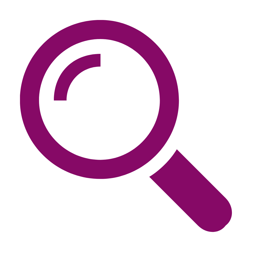 Icon of a purple magnifying glass.