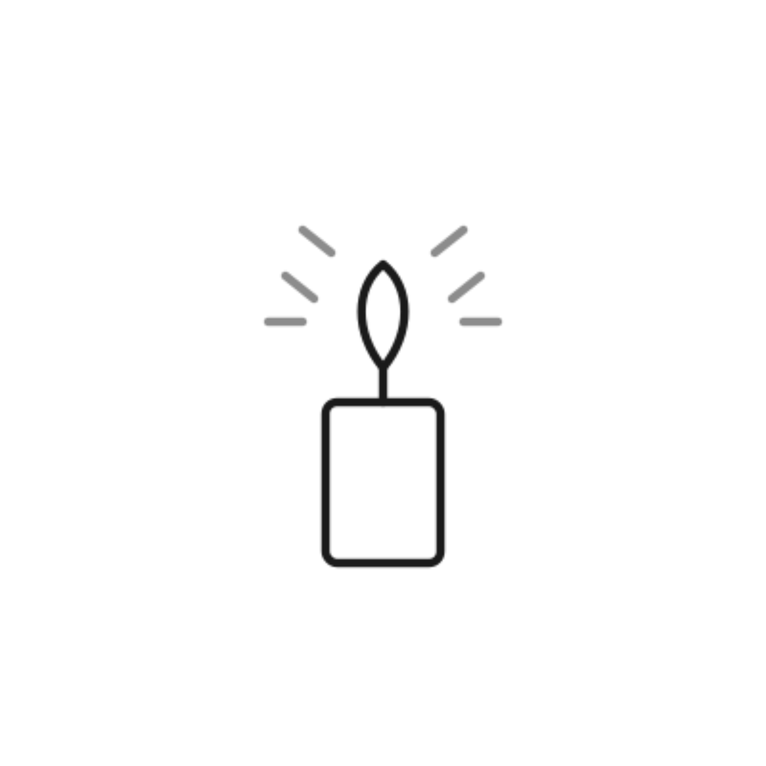 Outline of a candle with light emanating from it, representing an intentional living.