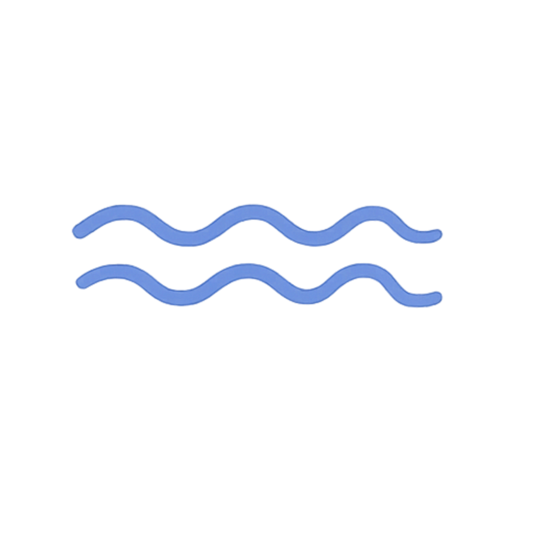Blue wavy lines representing water flow with a red streak on the right side indicating speed or motion.
