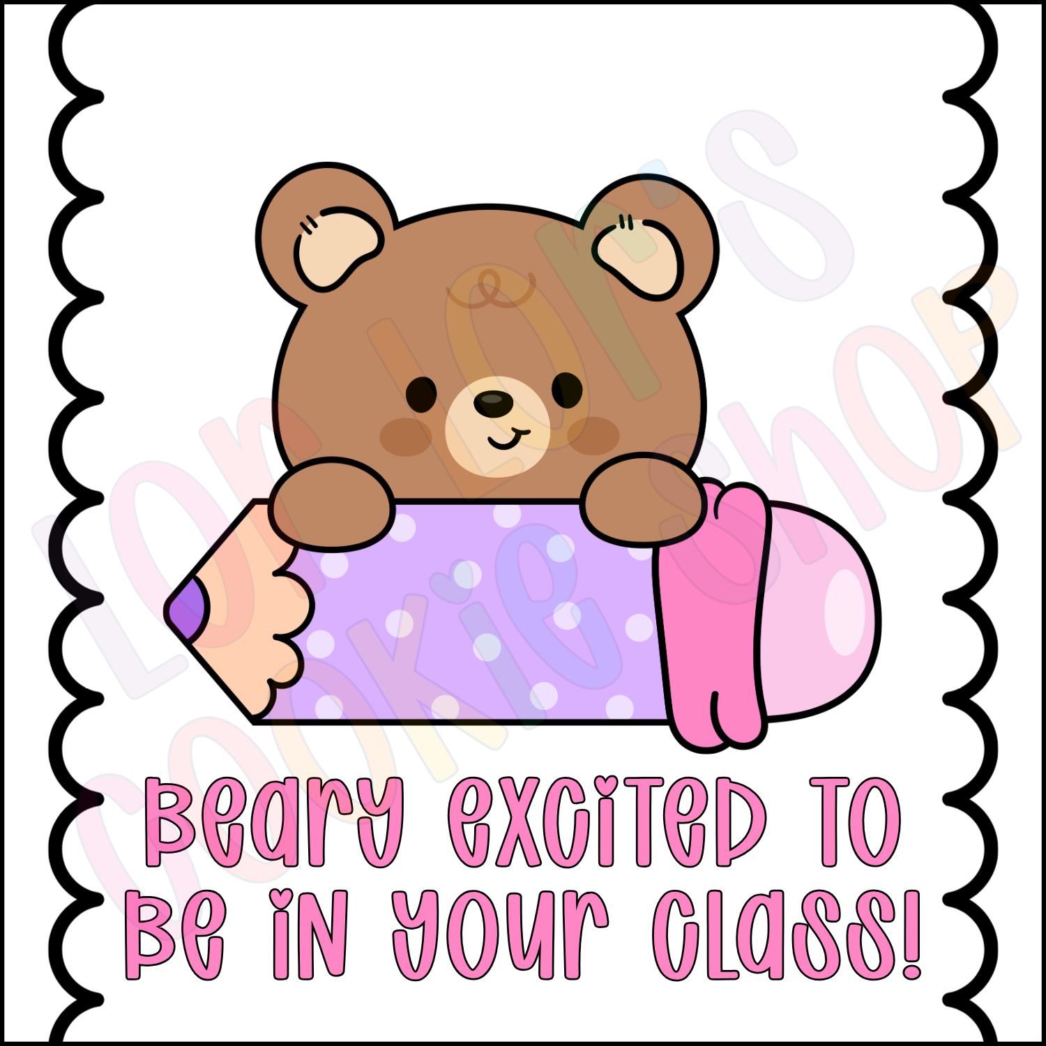 Bear-y Excited to be in your Class - 2 Inch Square Tag