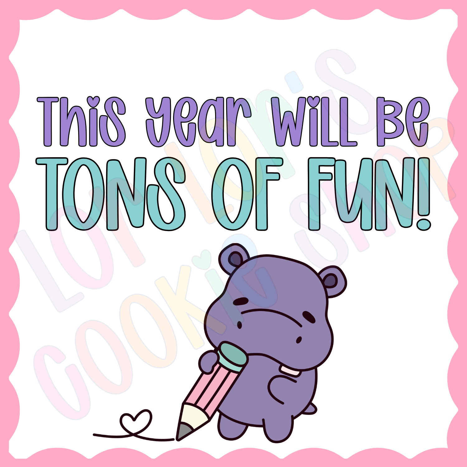 Tons of Fun Hippo - 2 Inch Square Tag