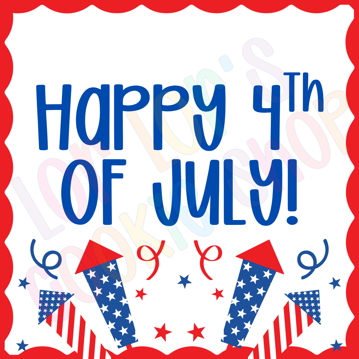 Happy 4th of July- 2 Inch Square Tag