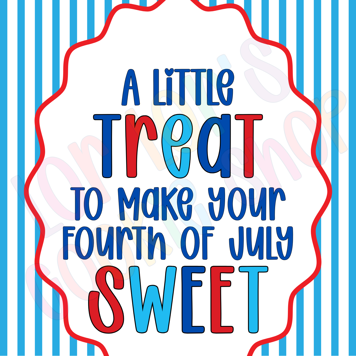 A Little Treat to Make Your 4th of July Sweet- Stripes- 2 Inch Square Tag