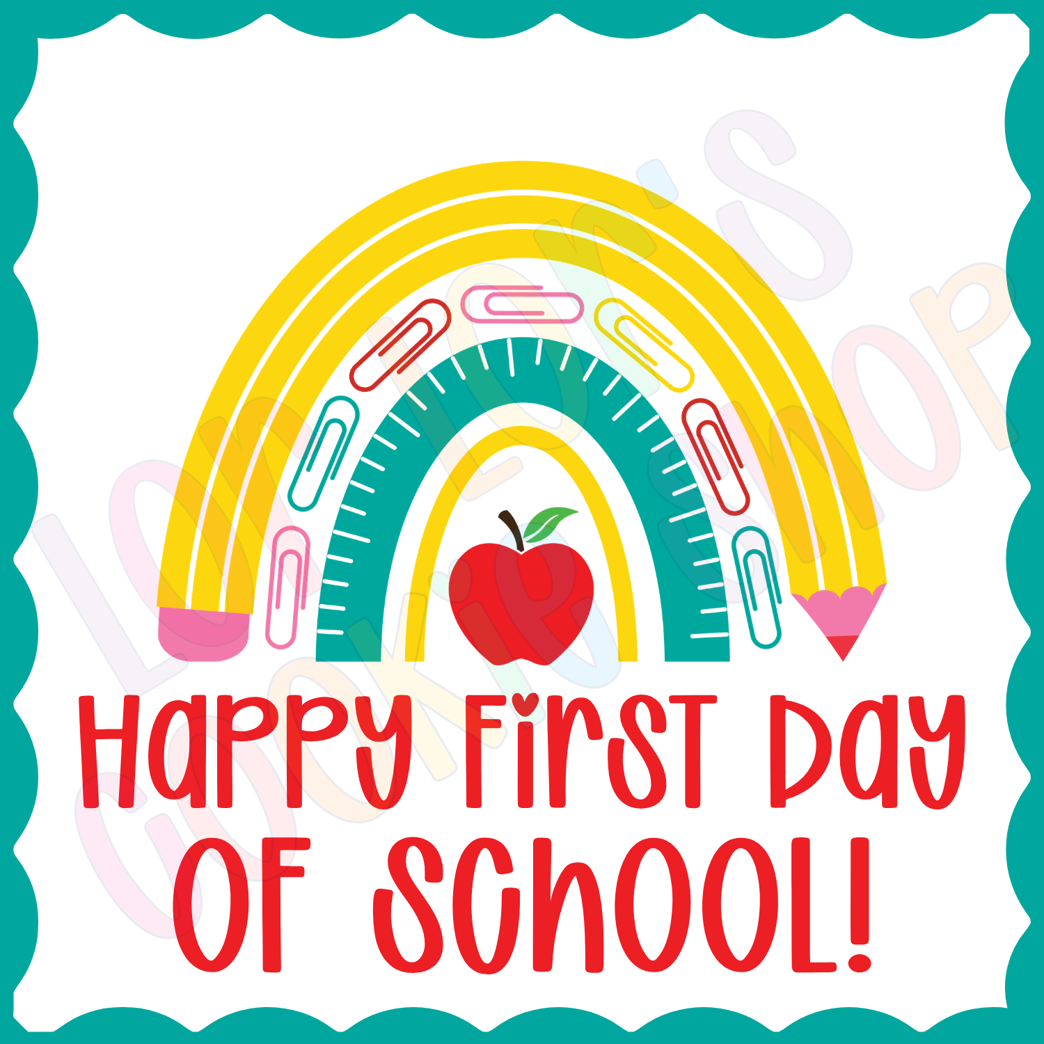 Happy First Day of School - 2 Inch Square Tag