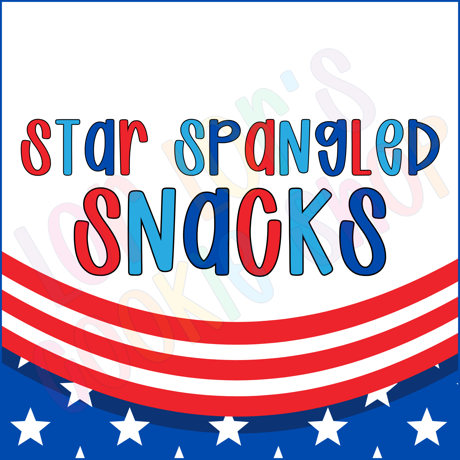 Star Spangled Snacks - 2 Inch Square Tag