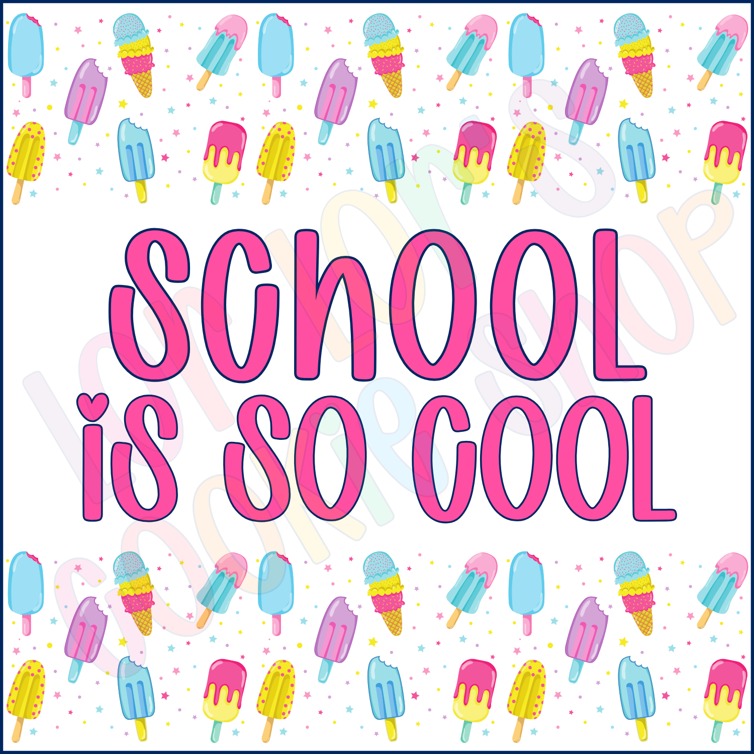 School is so Cool- 2 Inch Square Tag