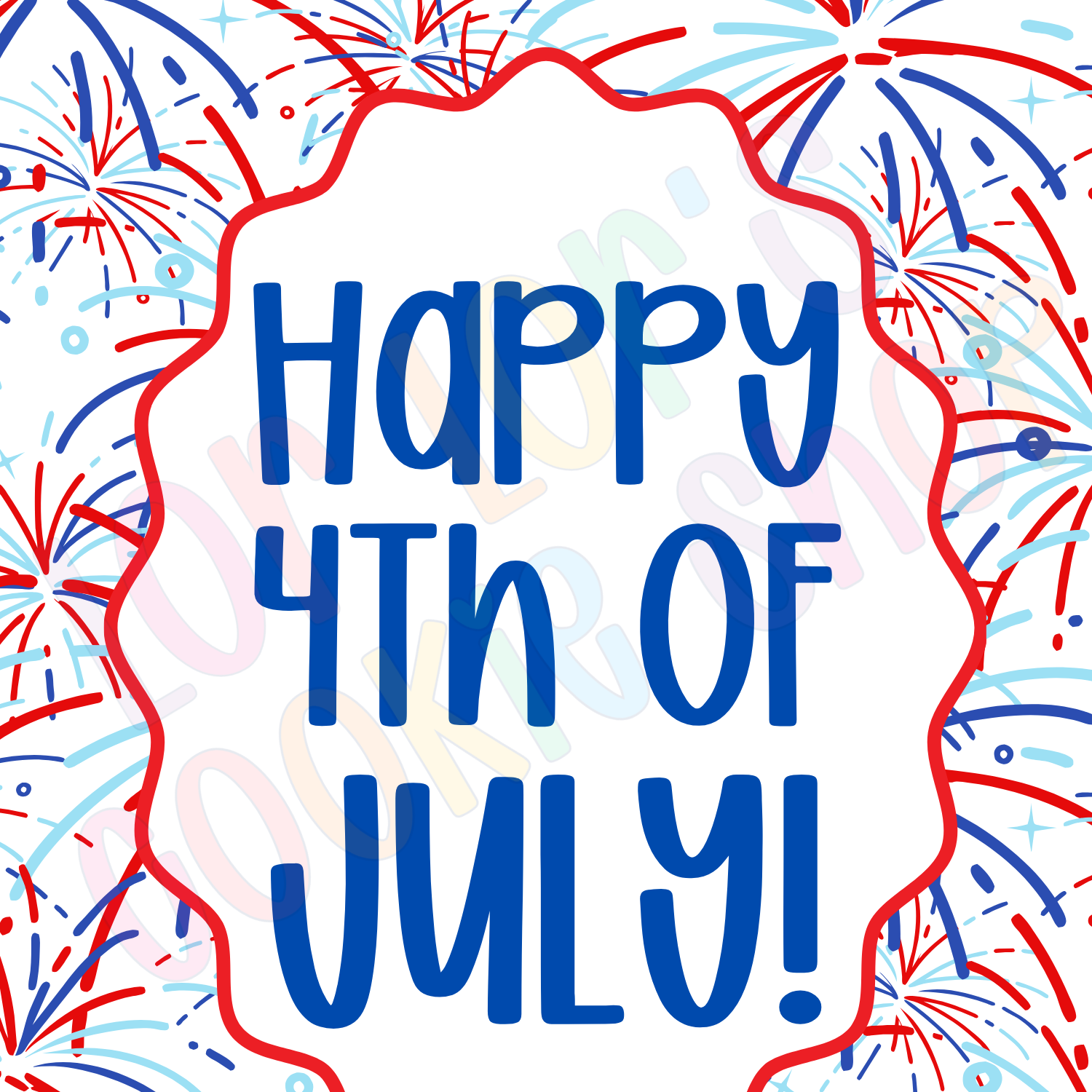 Happy 4th of July Fireworks- 2 Inch Square Tag