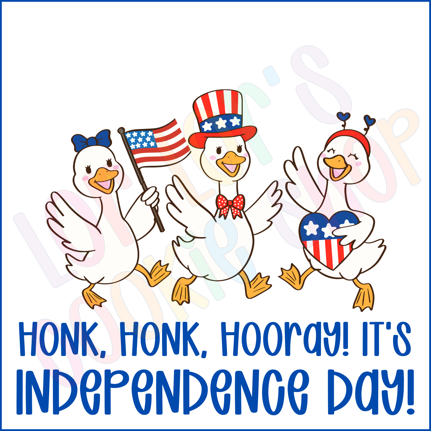 Honk, Honk, Hooray! Independence Day- 2 Inch Square Tag