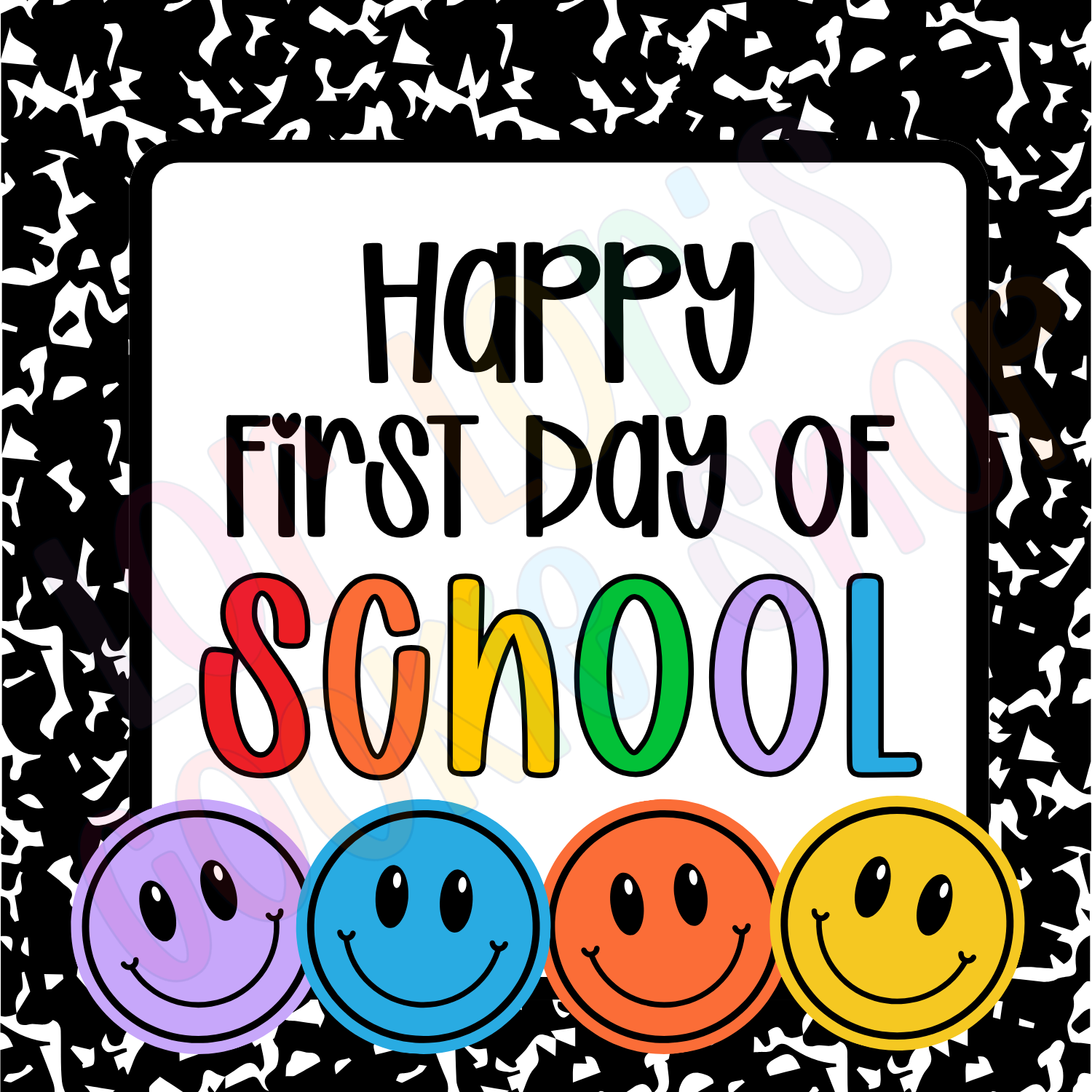 Happy First Day - 2 Inch Square Tag