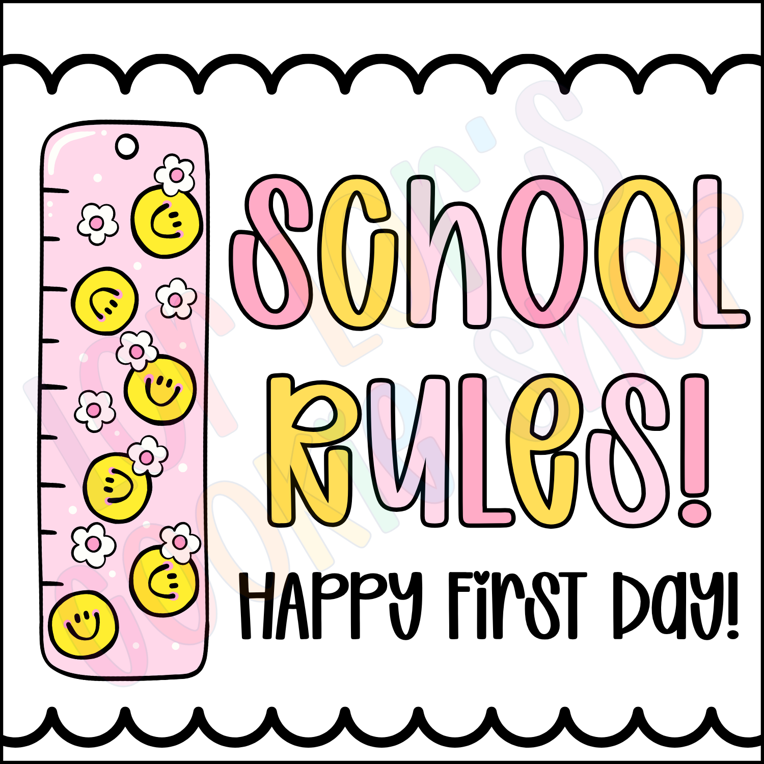 School Rules- 2 Inch Square Tag