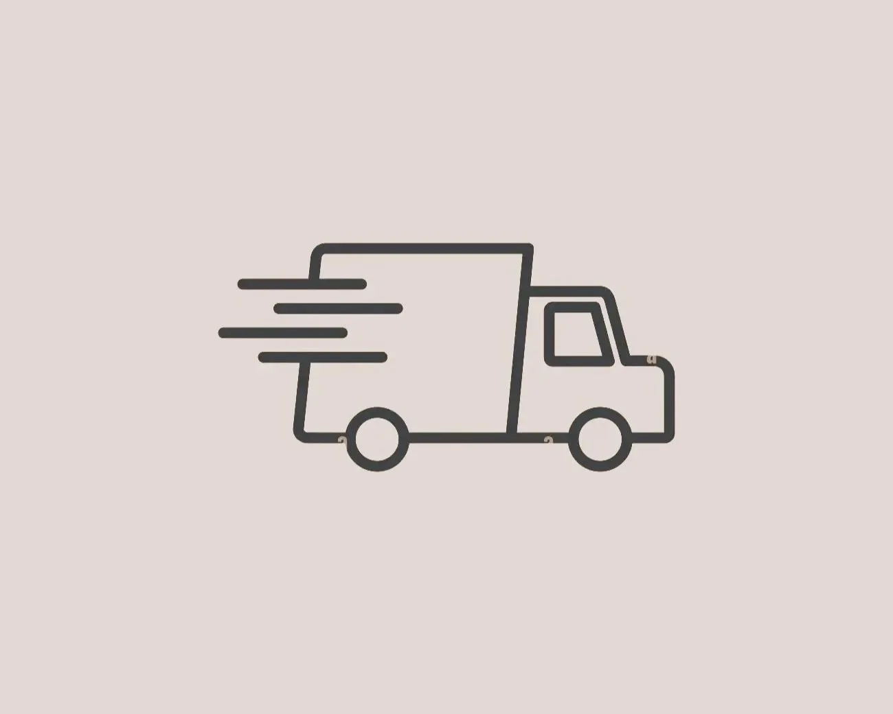 Line drawing of a delivery truck with speed lines indicating motion.