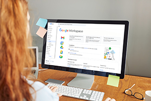 Google Workspace admin dashboard on a computer screen