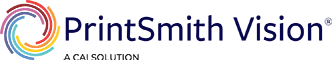 PrintSmith Vision company logo with a multi-colored circular design beside the text.