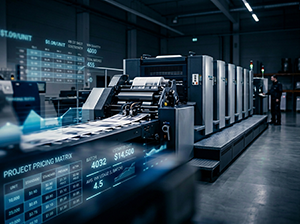 PrintSmith reporting data floating around a printing press