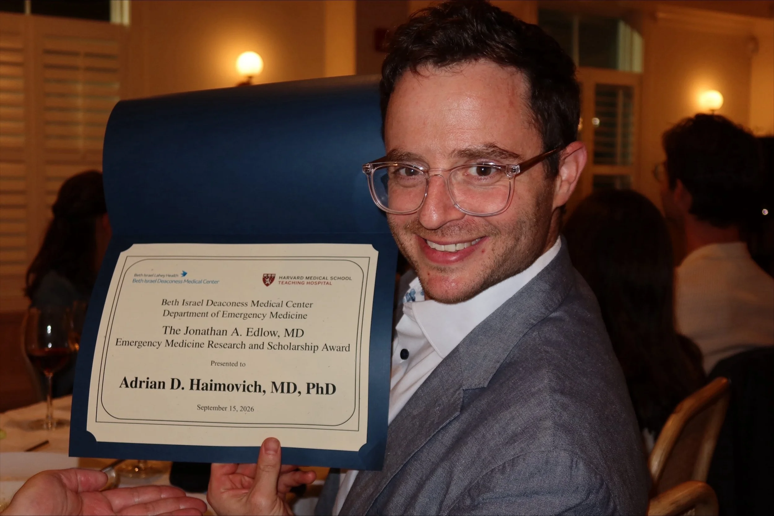 Dr Adrian Haimovich wins the 2027 Jonathan A. Edlow, MD Emergency Medicine Research and Scholarship Award