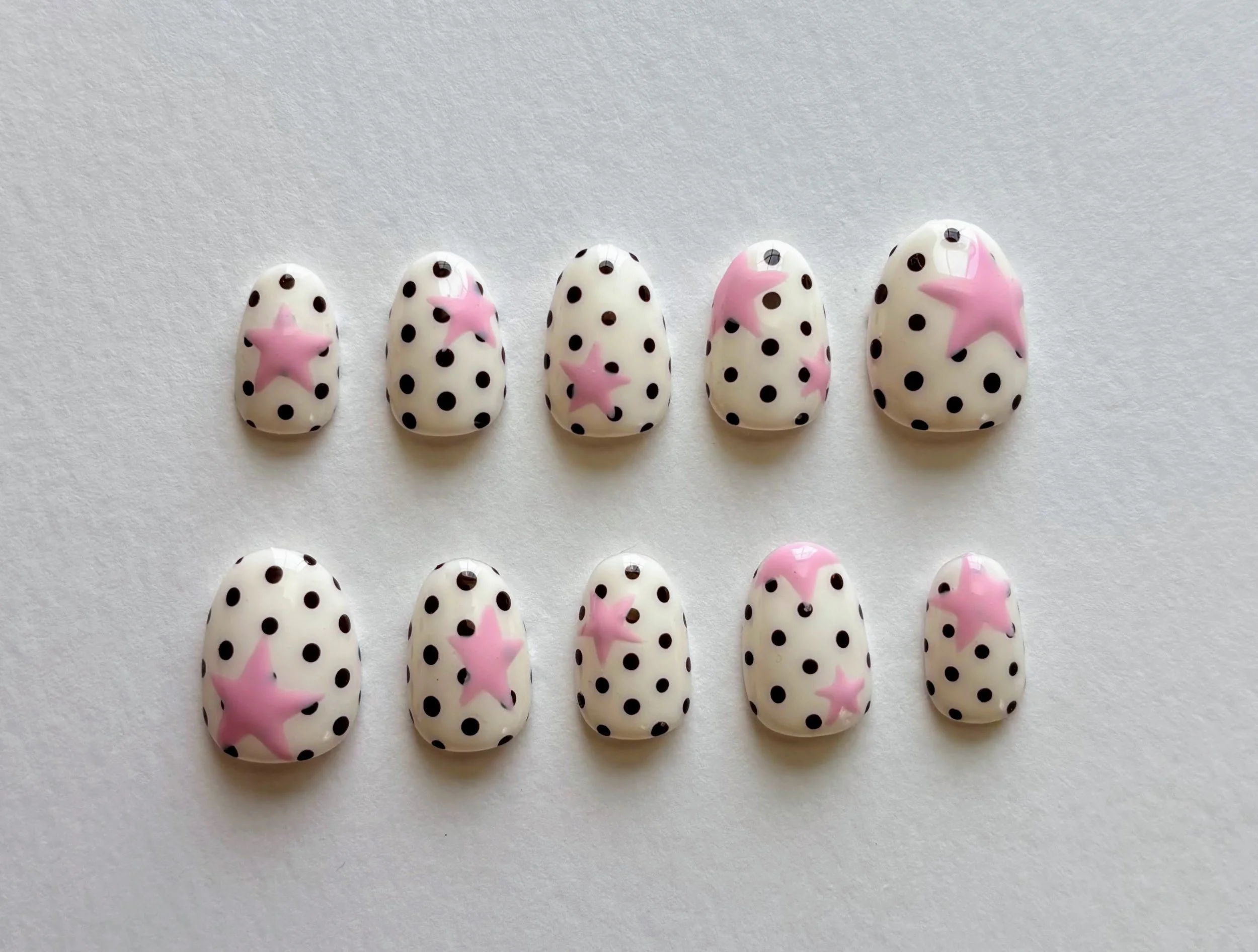 Spring Stardust - Polkadots with Stars Press on Nails