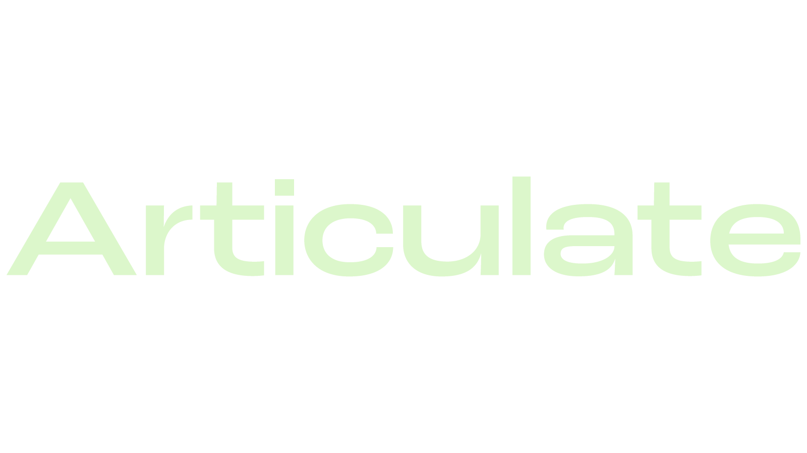 The word 'Articulate' written in large, light green letters on a white background.
