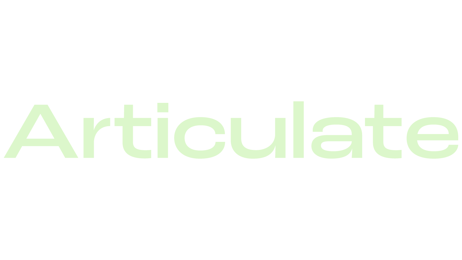 Word cloud with the word 'Articulate' in large, light green text.